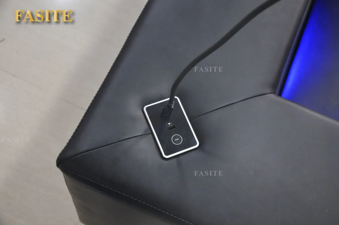 Modern Living Room Sofa Set Genuine Leather Sofas with USB Music Speaker