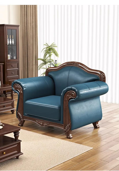 Customizable American Country Vintage Log Leather Sofa