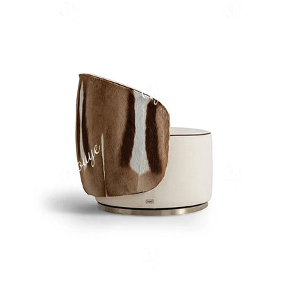 BX Italian Minimalist Light Luxury Leather Sofa Chair Living Room Home High-end Horse Fur Backrest Leisure Chair Stainless Steel