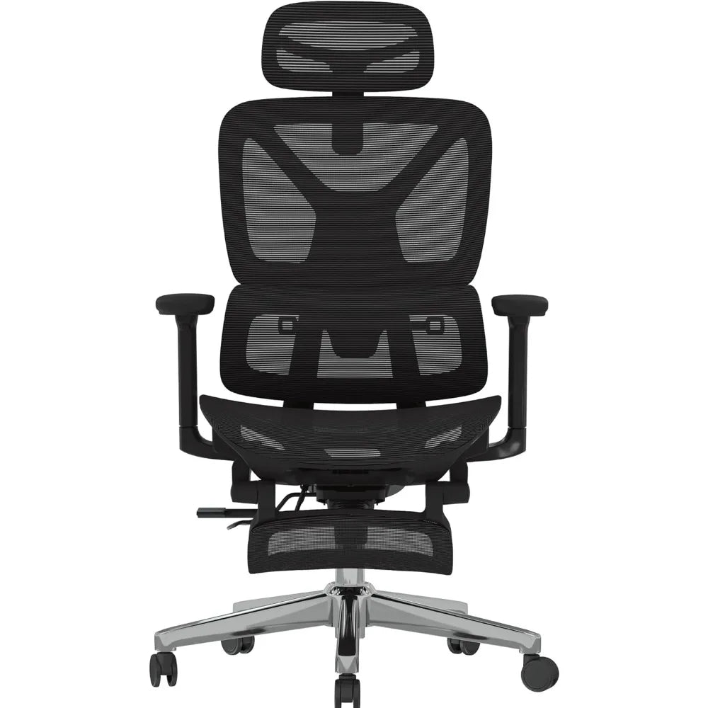 Ergonomic Office Chair with Footrest- Adjustable 3D Armrests, Dynamic Lumbar Support, Recline & Tilt Function