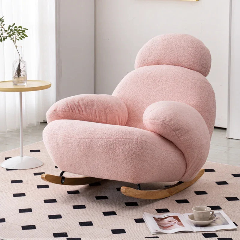 Big white Internet celebrity rocking chair lazy sofa single rocking cream living room lazy chair simple balcony bedroom