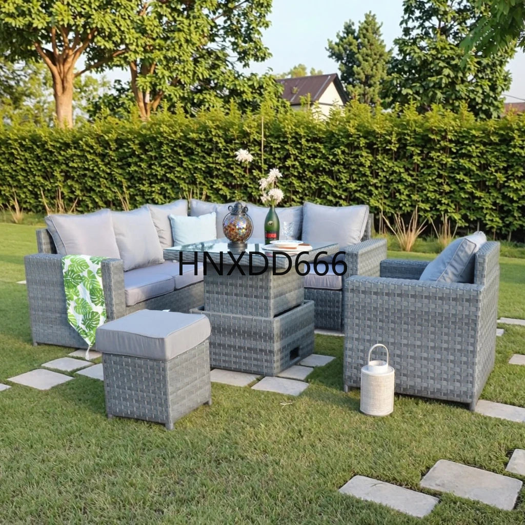 yss Factory Direct Sell Garden Corner Set Modern Wide Rattan Furniture Outdoor Lounge Sofa Set with Lift Table