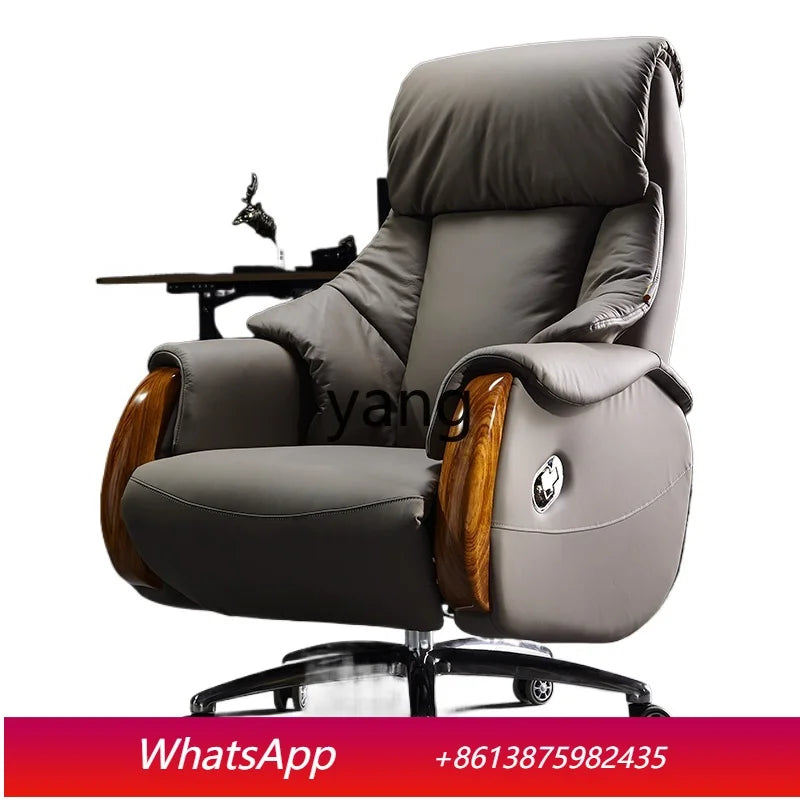 LTT electric reclining leather home comfortable swivel chair light luxury business office high-end seat chair