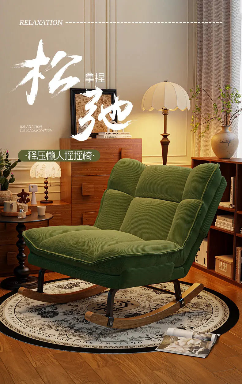 Nordic Office Recliner Chair Fluffy Lounger Comfortable Floor Recliner Chair Bedroom Rocking Chaise Lounge Hotel Furniture