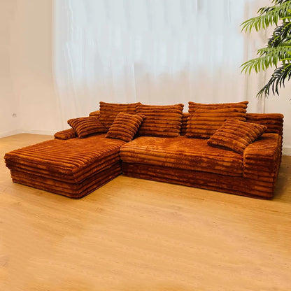 Thick Striped Corduroy Fabric Modern Modular Sectional Sofa Couch Set for Home Living Room Apartment Hotel