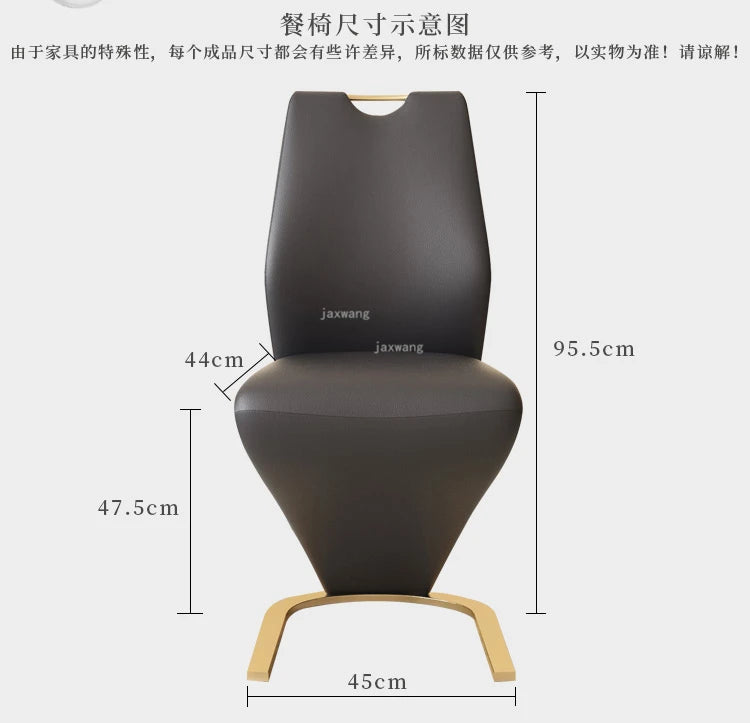 Nordic Stainless Steel Dining Chairs 2pcs Modern Casual Leather Kitchen Furniture Dining Chair Home Backrest Negotiation Chair K