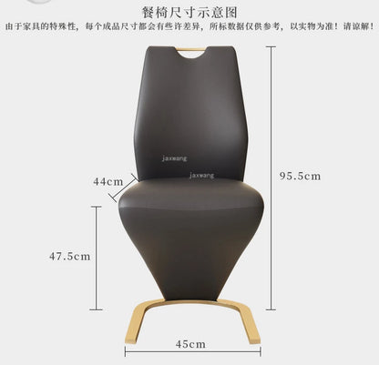Nordic Stainless Steel Dining Chairs 2pcs Modern Casual Leather Kitchen Furniture Dining Chair Home Backrest Negotiation Chair K