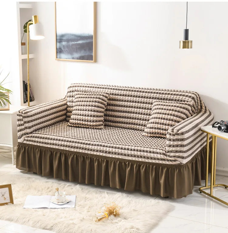 Fabric Skirt 2/3 Seater Sofa Cover 140-230cm Full Package Single Universal Elastic Sofa Slipcovers American Rustic Four Seasons