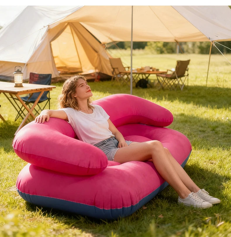 Double Inflatable Air Sofa Two-Seater Lazy Couch Heavy Duty Leak Proof Inflatable Lounge Furniture Indoor Outdoor Camping