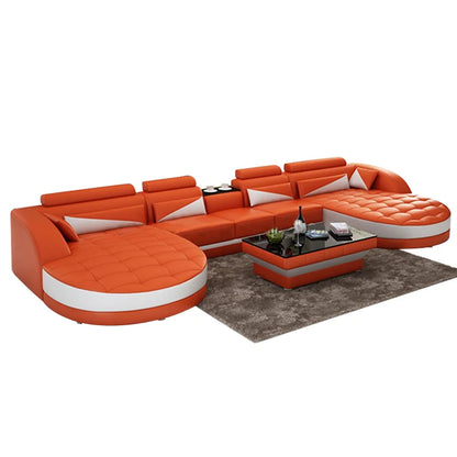 Luxury  Leather Sofa Villa Modern Living Room Couch Set