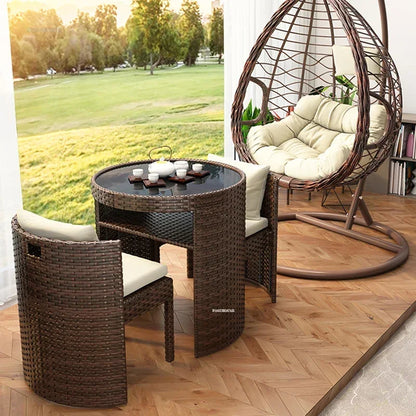 European Rattan Garden Furniture Sets Home Balcony Patio Furniture Creative Open-air Garden Furniture Combination Outdoor Set F