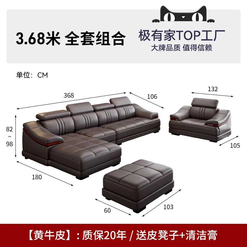 Nordic Genuine Leather Sofas Luxury Armchairs Cinema Comfortable Sofas Living Room Design Fauteuils Salon Home Furniture