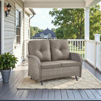 Belord Outdoor Glider Bench Patio Loveseat 500 Lbs Weight Capacity 2 Seater Wicker Sofa Small Porch Glider Furniture All Weathe