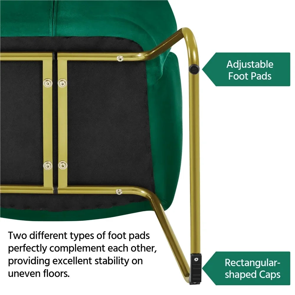 1PC Modern Velvet Vanity Accent Armchair Gold Metal Legs Flower Shape Seat Flared Backrest, SpaceSaving FloorProtect Chair For