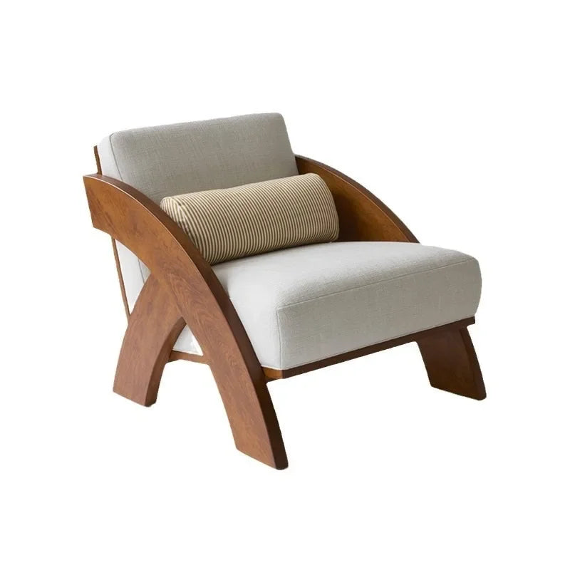 Solid wood living room sofa chair simple household balcony single chair lazy leisure chair