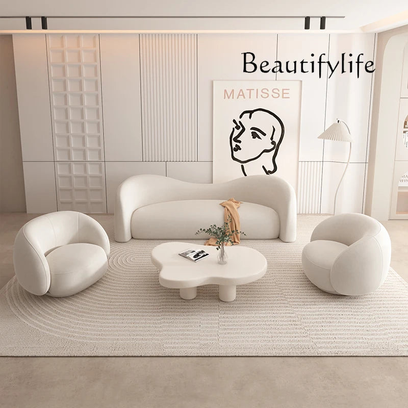 Cream wind sofa small apartment living room simple modern clothing store beauty salon reception rest area