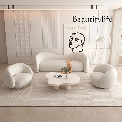 Cream wind sofa small apartment living room simple modern clothing store beauty salon reception rest area