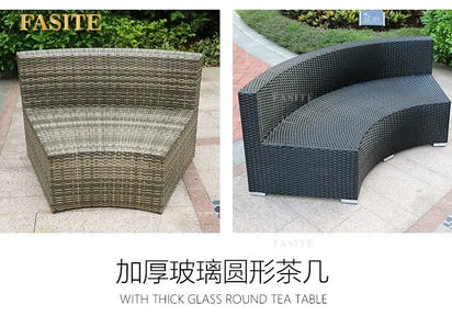 Outdoor round rattan sofa combination garden courtyard
