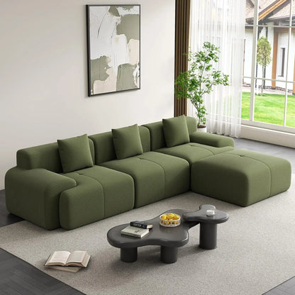 120" Cloud Modular Sectional Couch,Boneless Sofa,L-Shape Upholstered Sofas with Deep Seat