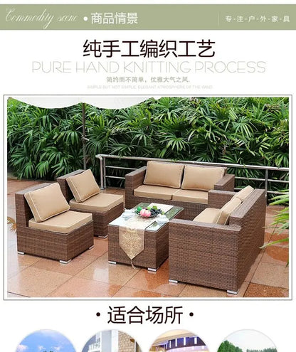 Outdoor Open-air Garden Sofas Hotel Backrest Modern Leisure Garden Sofas Balcony Pe Rattan Furniture Sofá Do Jardim MHHYSF