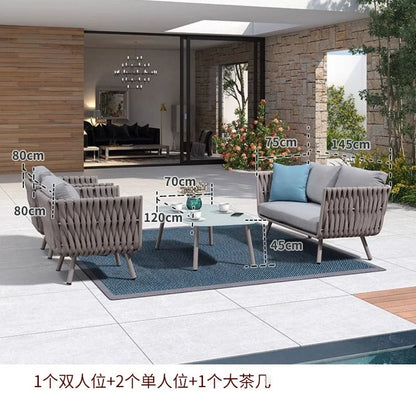Outdoor Sofa Courtyard Outdoor Garden Terrace Balcony casual Sofa Rattan Woven Rattan Chair Furniture Combination