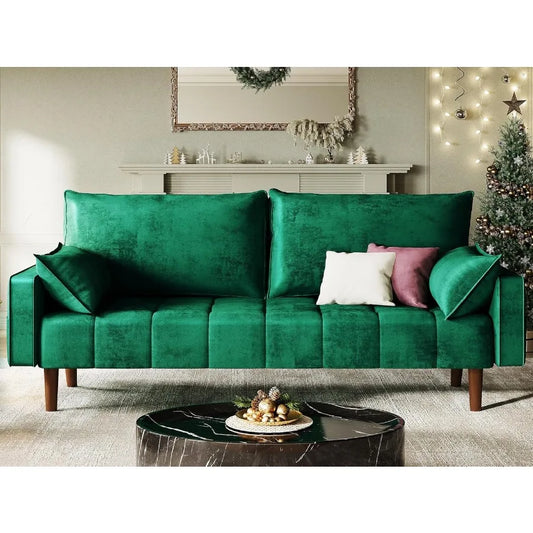 67 Loveseat Sofa in Velvet Fabric Designed for Small Spaces Modern Button Tufted Seat with Built-in Side Storage Pockets Perfec