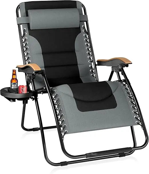 Sophia & William Oversize Zero Gravity Chair, Padded Recliner with Free Cup Holder, Supports 400 LBS (Grey)