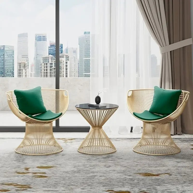 Cream Style Single Sofa Chair Designer Light Luxury Living Room Reception Table Balcony Leisure Table Chair Three Piece Set
