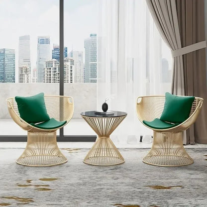 Cream Style Single Sofa Chair Designer Light Luxury Living Room Reception Table Balcony Leisure Table Chair Three Piece Set