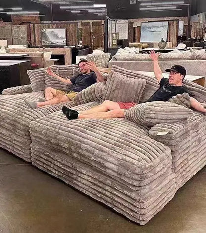 Ultra Wide Deep Plush Fabric Sofa for Large Villas Living Room,  Luxury Super Large Plush Sofa for Cinemas Big Sofa