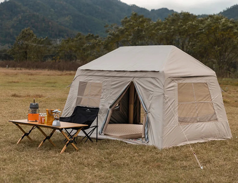 MOUNTAINHIKER 4-6 Person Outdoor Camping Manual Inflation Tent Anti-UV Shade Waterproof Air Tent Hiking Quick Open Beach Fishing
