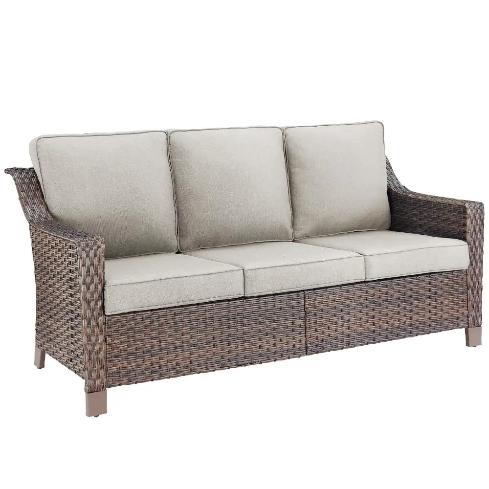 Outdoor Wicker Sofa Patio Couch - Heavy Duty Outside Resin Rattan Lawn Sofas for Front Porch Balcony Backyard