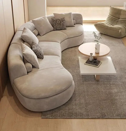 Italian Modern Simple Light Luxury Hotel Living Room Cream Style Solid Wood Fabric Sofa