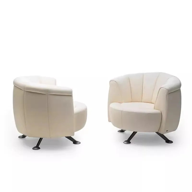 360 degree rotating backrest curved push-pull movable full leather DS164 three-person sofa