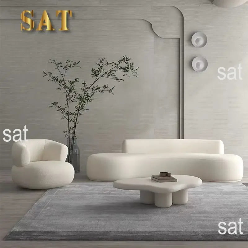 # Hot Minimalist Luxury Para Sala Three-Seat Sofa Set Furniture White Juego De SofasCouch Living Room Corner Boucle Curved Sofa