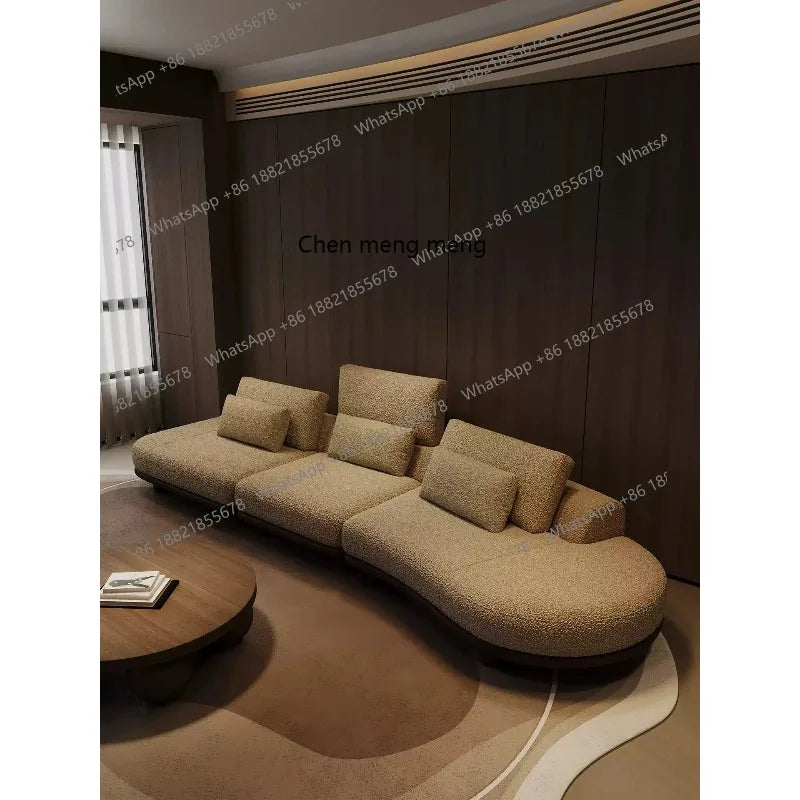 B73 Italian wabi-sabi palm beach fabric sofa living room modern simple curved light luxury, reception sofa