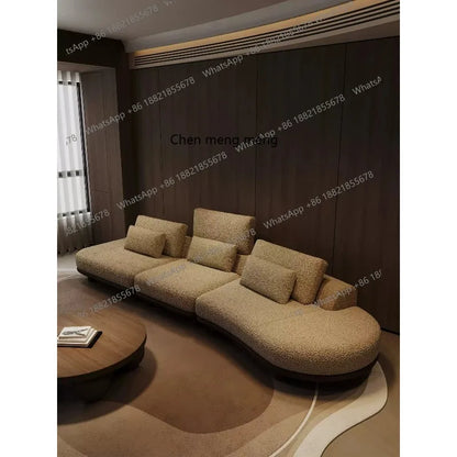 B73 Italian wabi-sabi palm beach fabric sofa living room modern simple curved light luxury, reception sofa