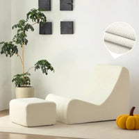 Bean Bag Chair Single Seated Foam Sofa Armless Floor Sofa with High Density Foam Removable and Machine Washable Cover White Lar