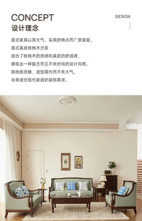 XL retro sofa walnut wood solid wood leather first layer cowhide combination sofa living room furniture