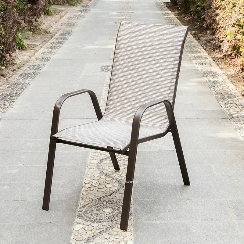 Nordic Beach Chairs Home Leisure Back Armchairs Outdoor Courtyard Balcony Waterproof and Sunscreen Iron Chair Outdoor Furniture