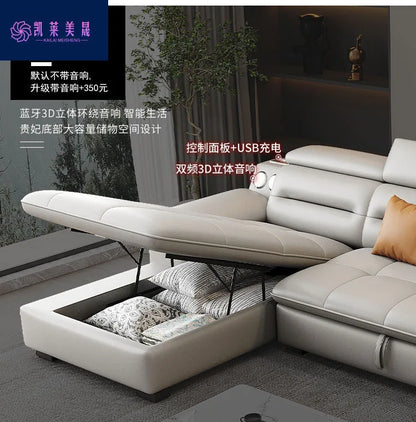 Multi-purpose leather high-end home living room electric light luxury sofa modern minimalist sofa