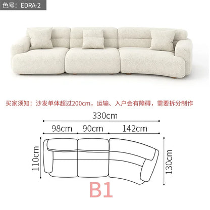 yA38 Minimalist new fan-shaped large flat-layer curved sofa custom left and right concubine lamb wool