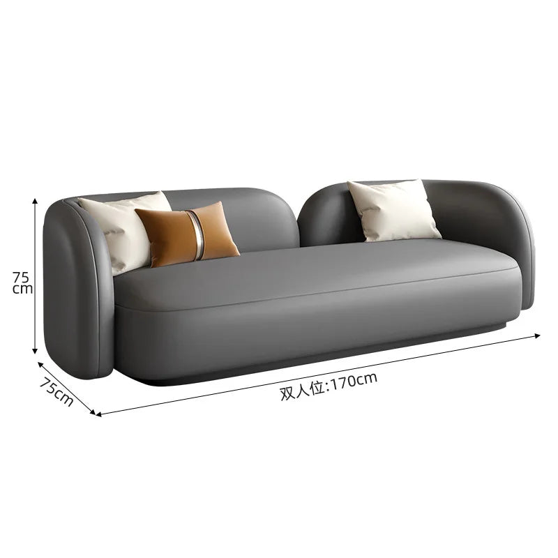 Italian light luxury leather sofa combination modern simple living room reception negotiation table and chair combination