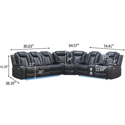 Power Reclining Sofa with Wireless Charging, LED, Speakers & Reading Light