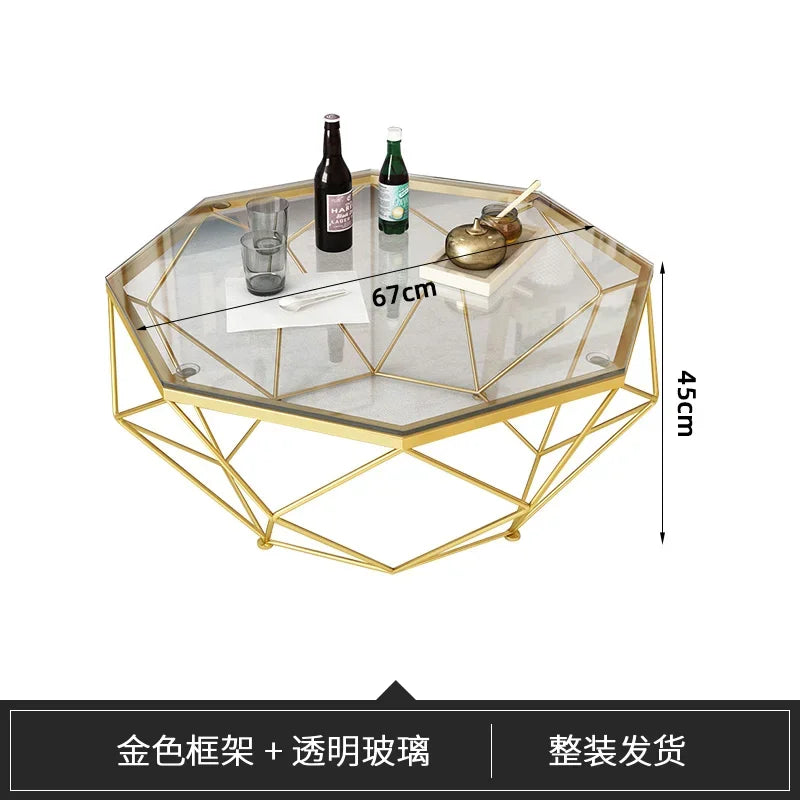 Nordic Light Luxury Tempered Glass Coffee Tables Small Apartment Sofa Side Table Simple Iron Corner Table Living Room Furniture