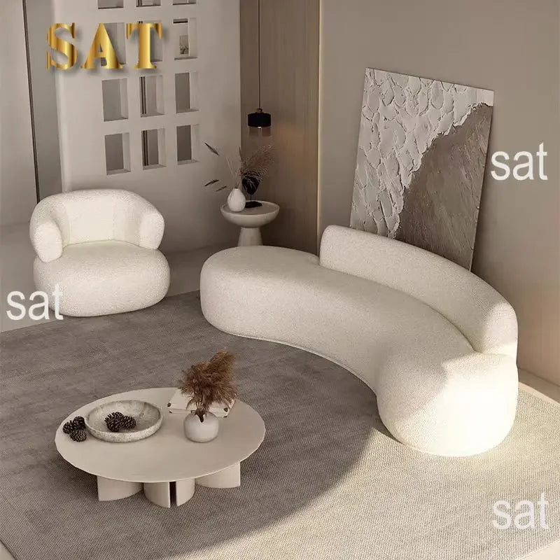 # Hot Minimalist Luxury Para Sala Three-Seat Sofa Set Furniture White Juego De SofasCouch Living Room Corner Boucle Curved Sofa