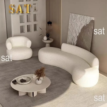 # Hot Minimalist Luxury Para Sala Three-Seat Sofa Set Furniture White Juego De SofasCouch Living Room Corner Boucle Curved Sofa