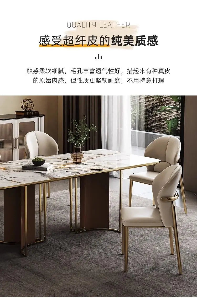 Italian Dining Chair Home Nordic Backrest Chair High-end Restaurant Stool Hotel Modern Simple Light Luxury Stainless Steel Chair