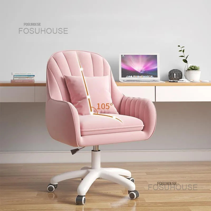 Fabric Office Chairs Family Comfortable Sedentary Armchair Lovely Bedroom Computer Chair Dormitory Swivel Chair Home Furniture
