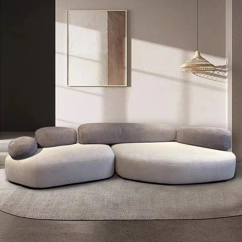 Italian minimalist pebble flat sofa modern minimalist combination colorful fabric module large flat sofa